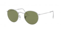Ray-Ban RB 3447 ROUND METAL 91984E  SILVER  green bottol