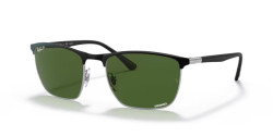 Ray-Ban RB 3686 - 9144P1 BLACK ON SILVER polarized dark green