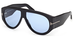Tom Ford FT 1044 BRONSON - 01V SHINY BLACK solid sky blue