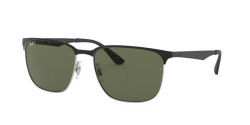 Ray-Ban RB 3569 - 90049A  BLACK ON SILVER polarized g-15 green