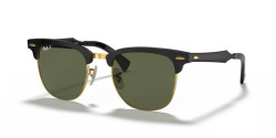 Ray-Ban RB 3507 CLUBMASTER ALUMINUM - 136/N5  BLACK ON GOLD polarized green